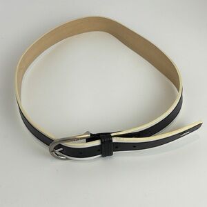 Men’s Black White Leather Belt 36 Lacoste